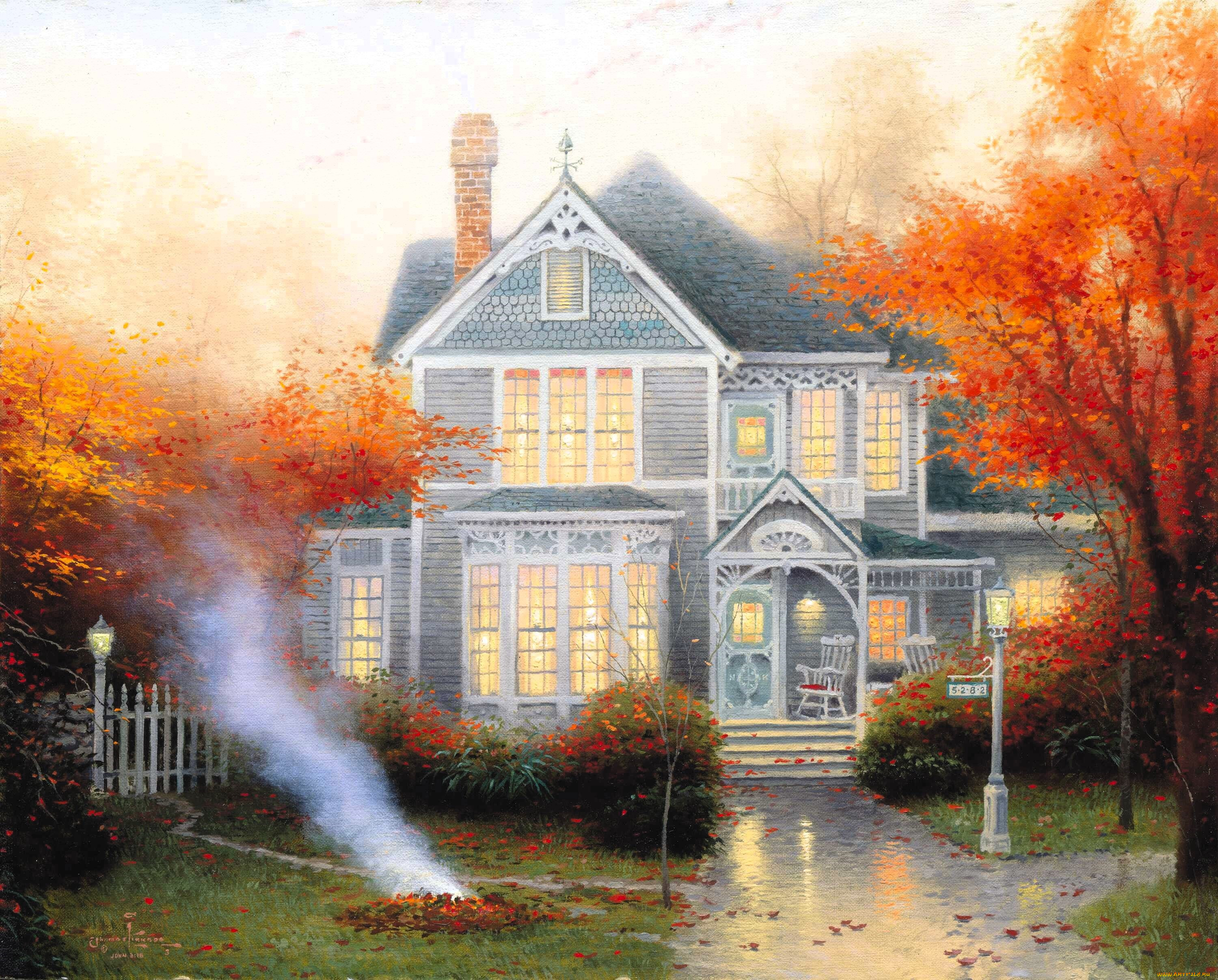 amber afternoon, , thomas kinkade, , , 